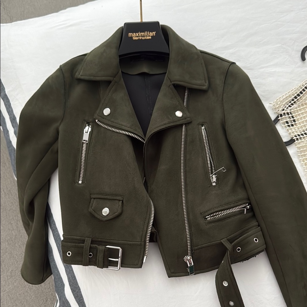 Zara Dark Green Leather Jacket
